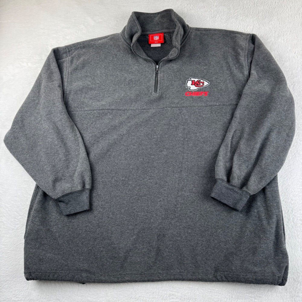 Vintage NFL Kansas City Chiefs Fleece Pullover Mens XL Gray 2003 Quarter Zip